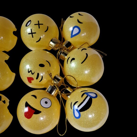 12 Piece Glass Emoji Christmas Balls Ornaments Pendant for Christmas Tree - Picture 6 of 15
